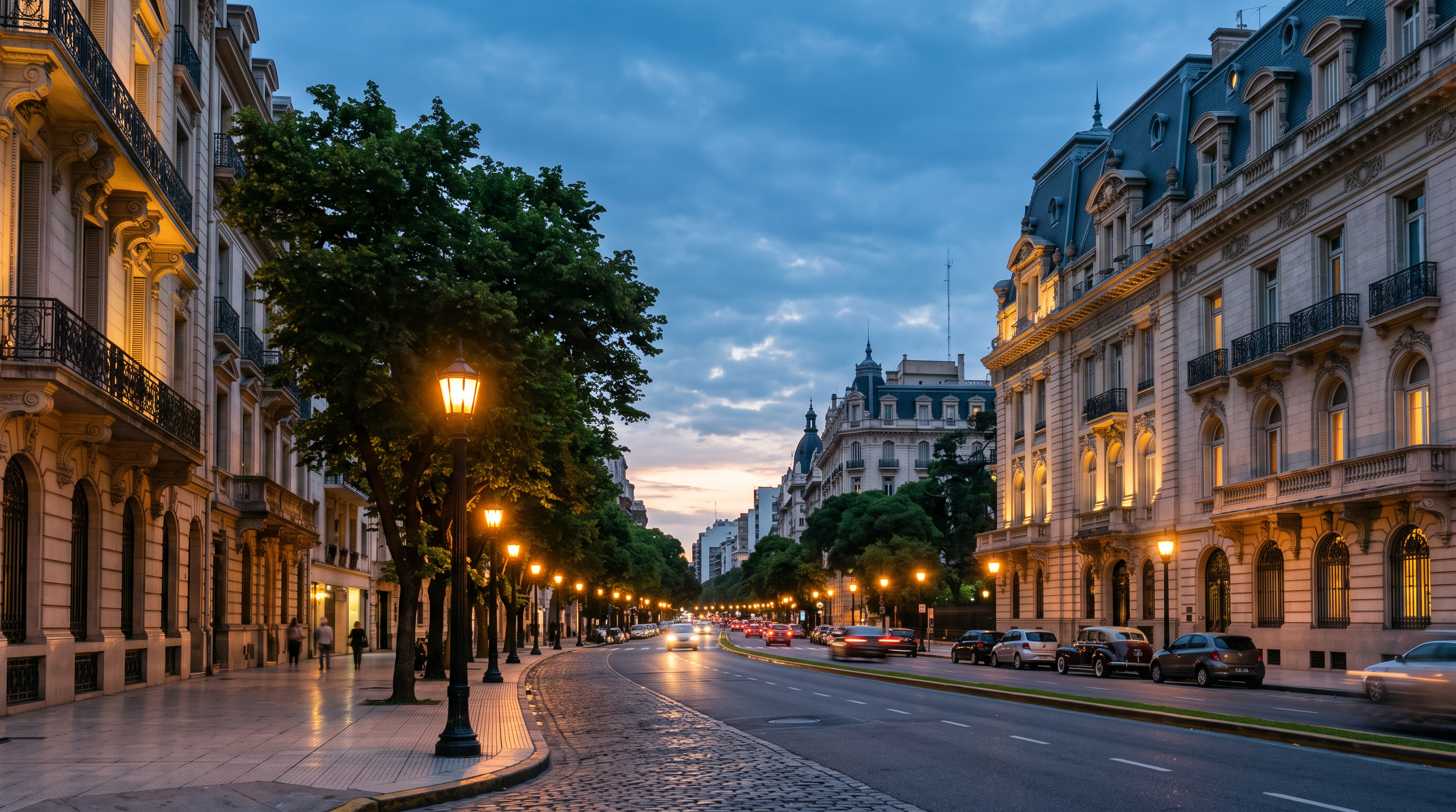 Avenida arbolada de Recoleta al atardecer, cerca del hotel PlayResortWorld